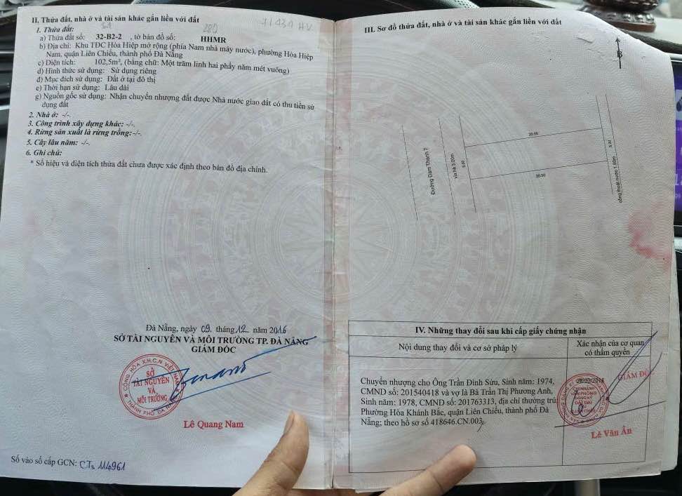 Đất nền đường 5.5 Đàm Thanh 7, Quận Liên Chiểu 102.5m² giá 3.9 tỷ - Chính chủ cần bán gấp!