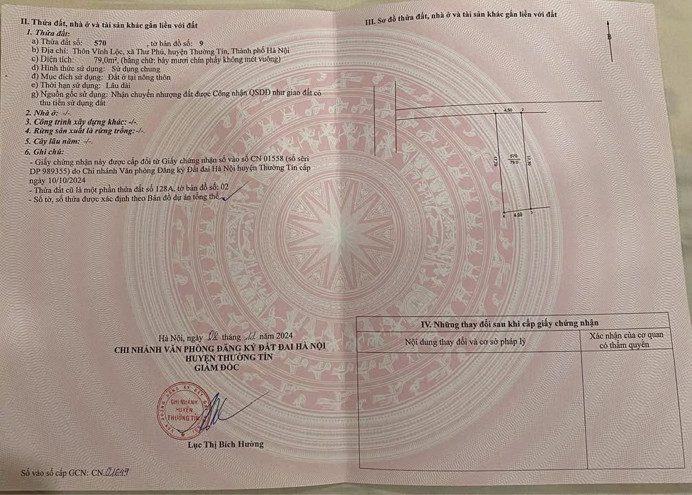 Đất nền Vĩnh Lộc, Thường Tín 79m² giá 3.82 tỷ - Cơ hội đầu tư sinh lời!