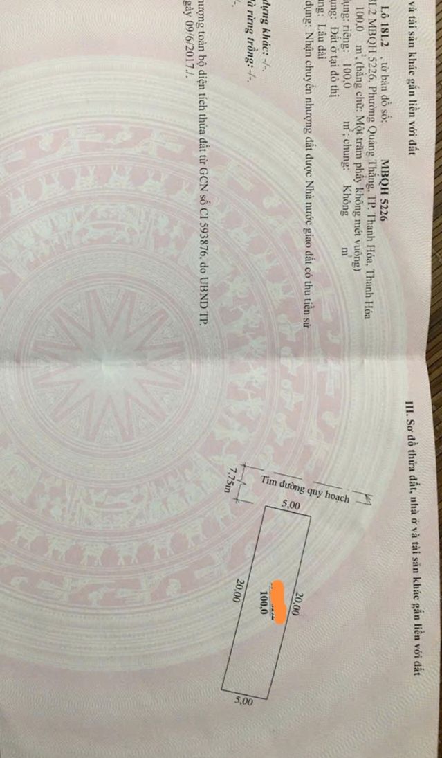 Đất nền Mb 5226 Phường Quảng Thắng 100m² giá 3 tỷ - Cơ hội đầu tư hấp dẫn!