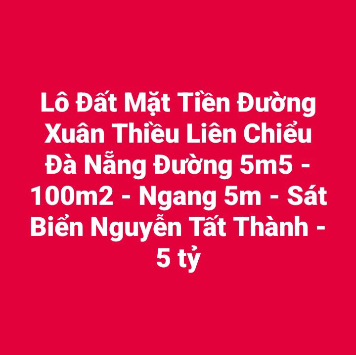 Lô đất mặt tiền Xuân Thiều Đà Nẵng 100m² giá 5 tỷ - Sát biển Nguyễn Tất Thành!