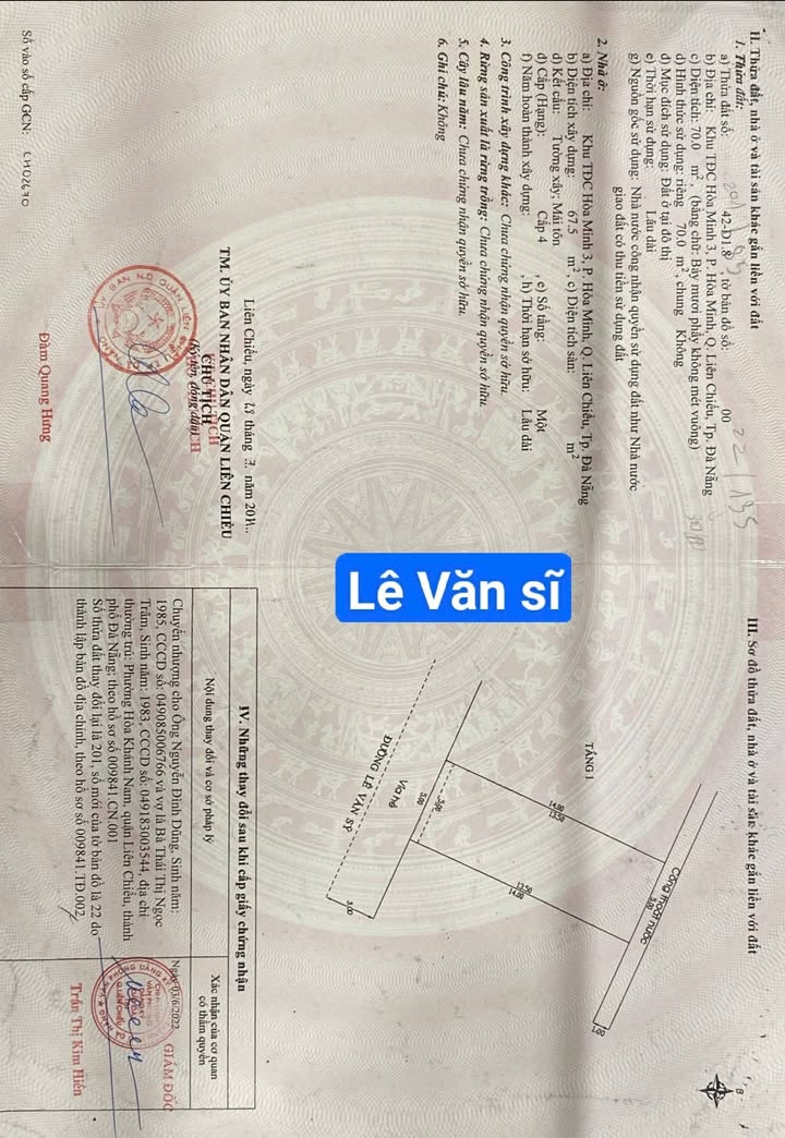 Dãy trọ 4 phòng cho thuê Đà Nẵng 70m² giá 5 tỷ - Vị trí đắc địa mặt tiền Lê Văn Sĩ!