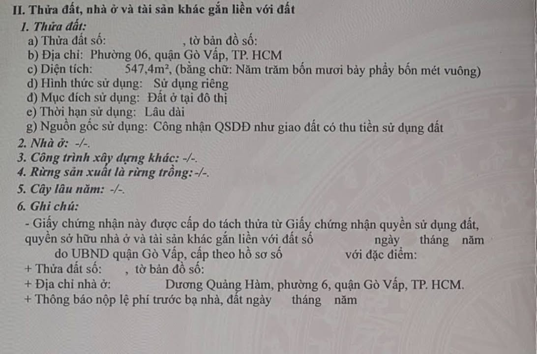 Đất nền Gò Vấp 600m² giá 63 tỷ - Đầu tư sinh lời cực tốt!