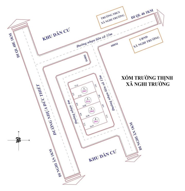 Đất nền xóm Trường Thịnh, Nghi Ân 150m² giá 1 tỷ - Sổ đỏ chính chủ, đầu tư sinh lời!