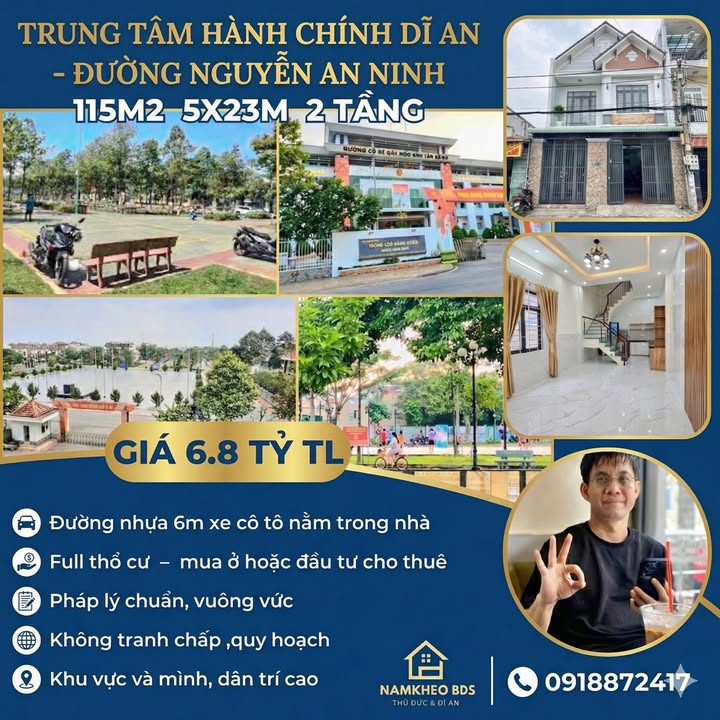 Nhà phố Dĩ An 115m² giá 6.8 tỷ - Sẵn sàng vào ở ngay!