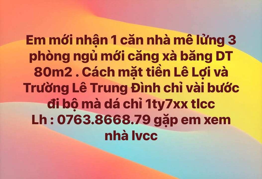 Nhà riêng Lê Lợi, Quảng Ngãi 80m² giá 1.7 tỷ - Thiết kế hiện đại, tiện ích đầy đủ!