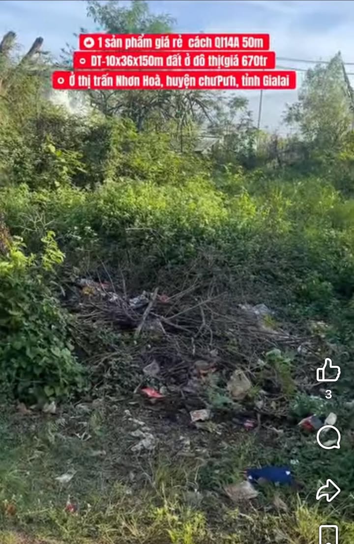 Đất ở Thị Trấn Nhơn Hoà, Huyện Chư Pưh, 5400m² giá 670 triệu - Cơ hội đầu tư tốt!