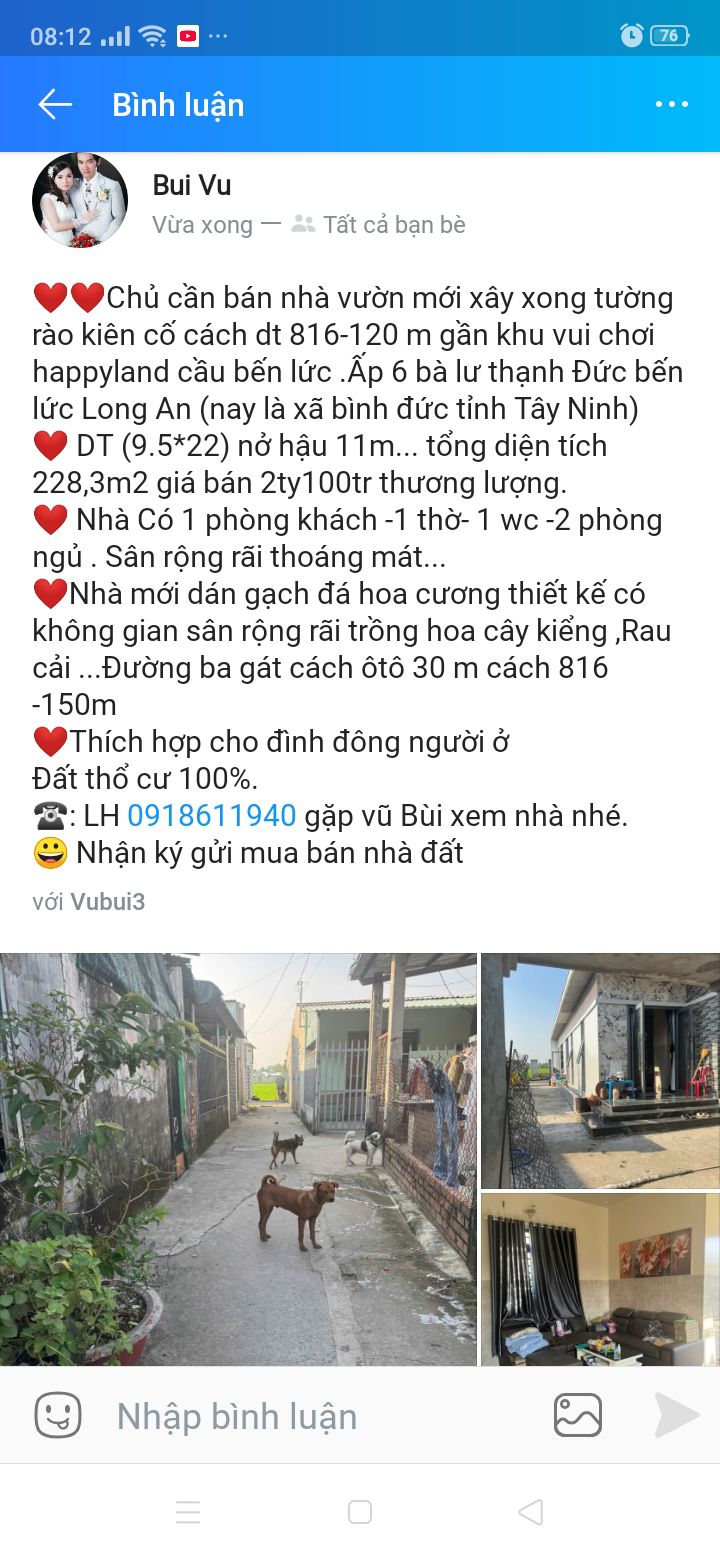 Nhà vườn mới xây tại Bến Lức 228.3m² giá 2.1 tỷ - Thích hợp cho gia đình đông người!