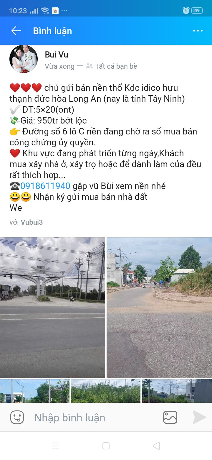 Đất nền KDC Idico Hựu Thạnh 100m² giá 950 triệu - Cơ hội đầu tư sinh lời!