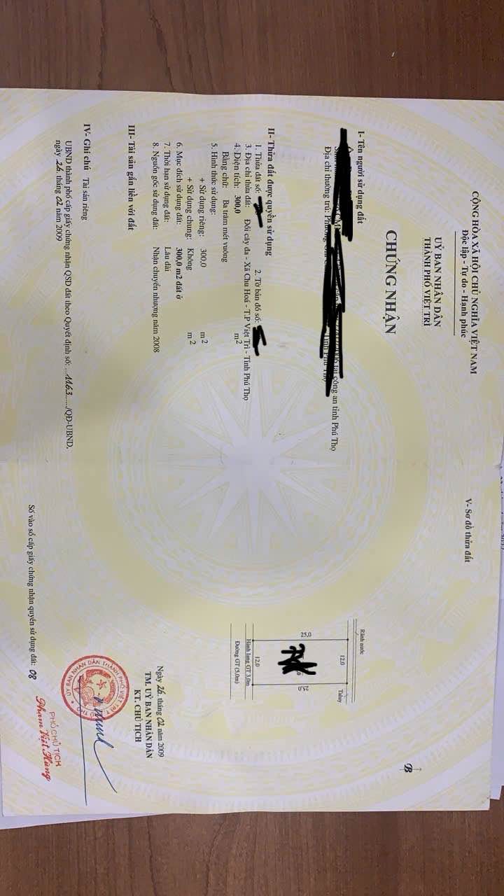 Đất thổ cư 300m² tại Cây Đa Chu Hóa, Phú Thọ - Giá 3.6 tỷ, mặt tiền 12m