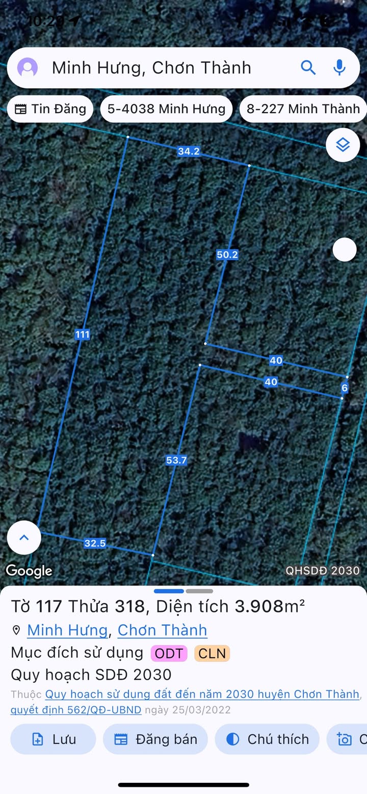 Đất thổ cư 3960m² tại Phường Minh Hưng, Chơn Thành chỉ 1 tỷ - Cơ hội đầu tư tuyệt vời!