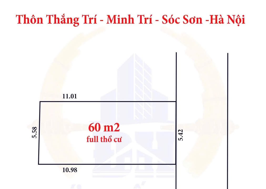 Đất thổ cư 60m² tại thôn Thắng Trí, Sóc Sơn - Giá thỏa thuận, vị trí đẹp!