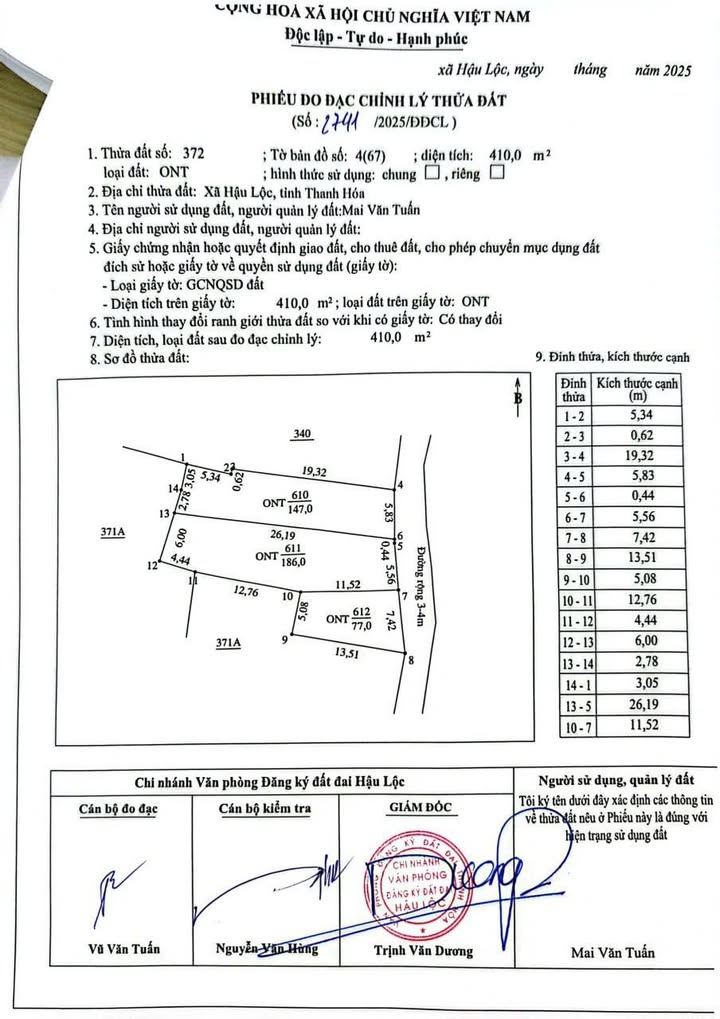 Đất nền xã Thuần Lộc, Hậu Lộc, Thanh Hóa 410m² chỉ 1.1 tỷ - Cơ hội đầu tư tuyệt vời!