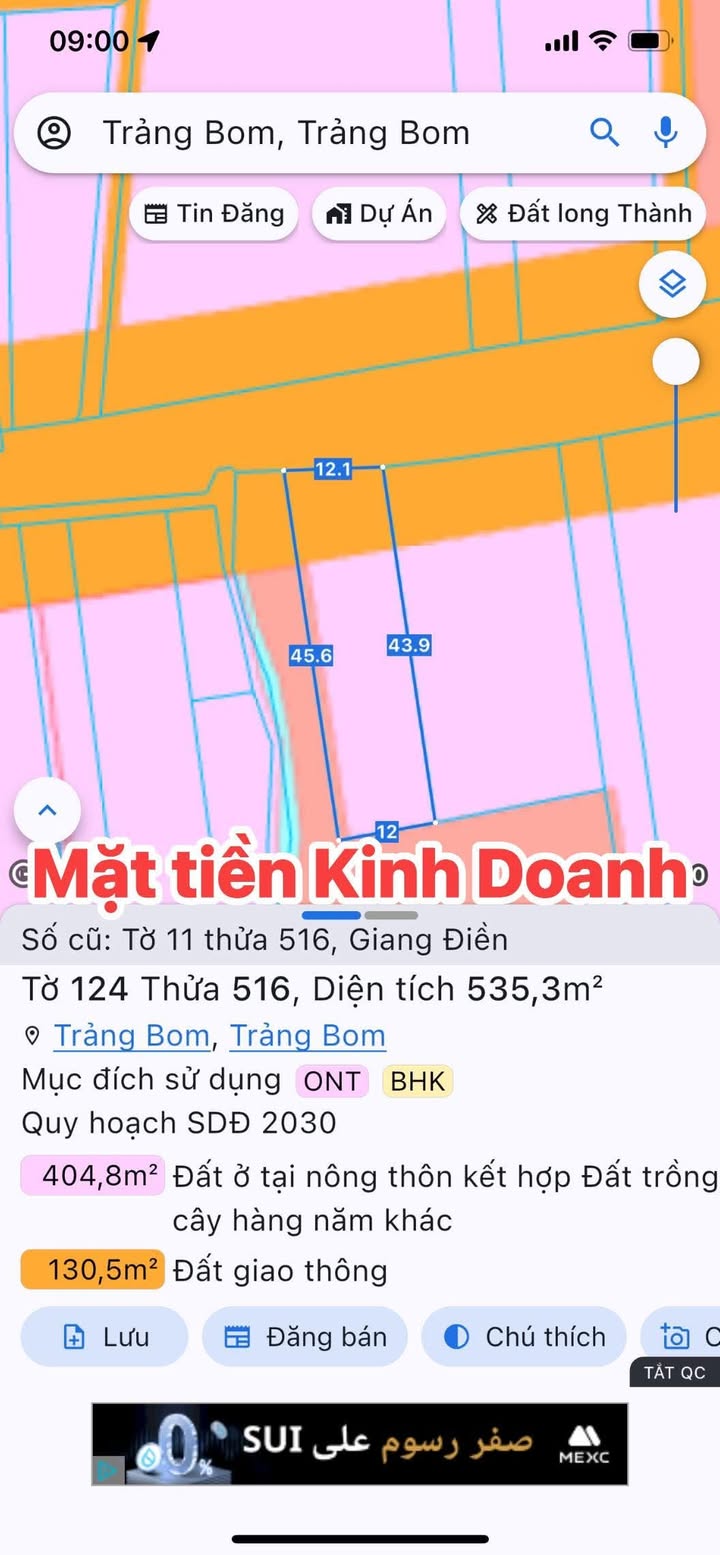 Mặt tiền kinh doanh Giang Điền – Trảng Bom 535m² giá thỏa thuận - Vị trí đắc địa cho đầu tư!