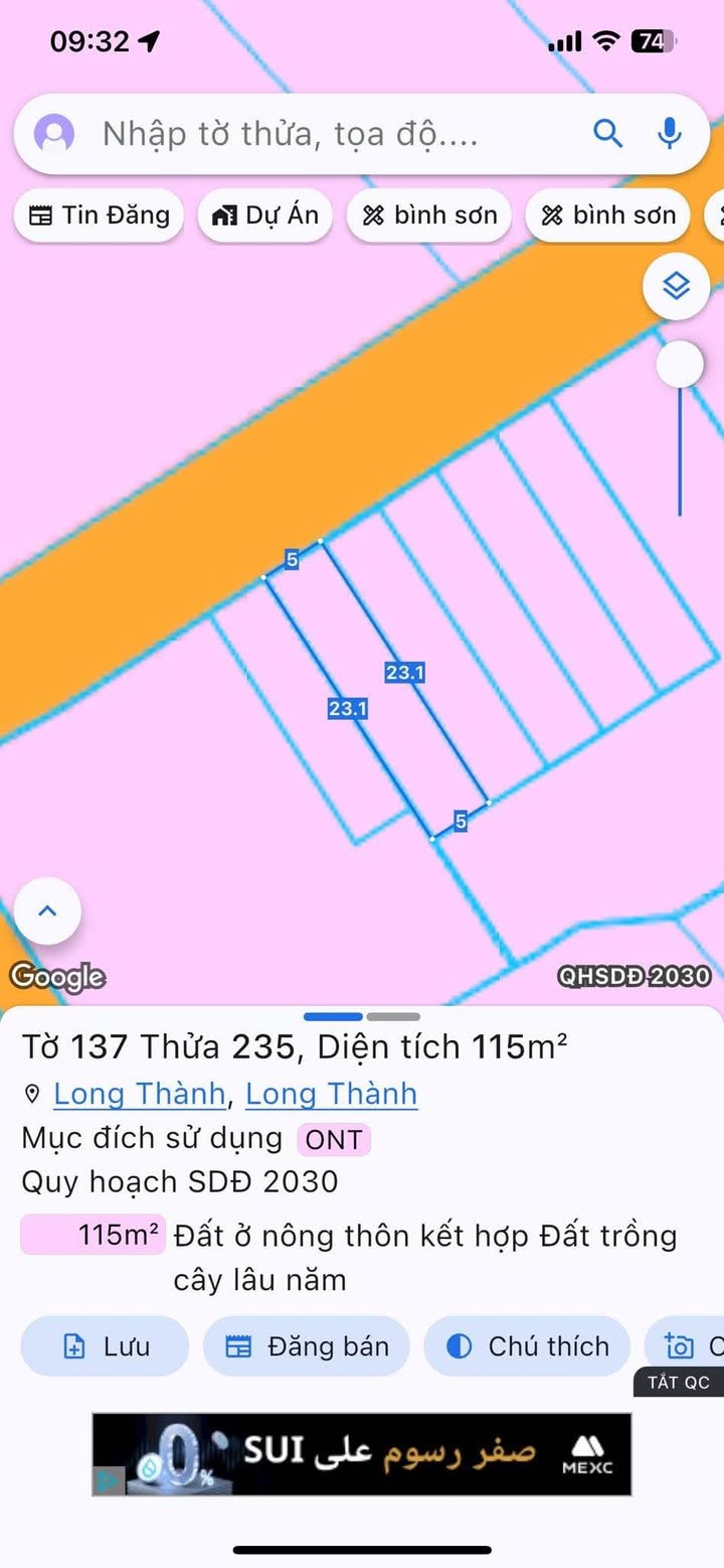 Đất mặt tiền Cầu Mên – Xã Long Thành 115m² giá 1.955 tỷ - Đầu tư sinh lời cao!