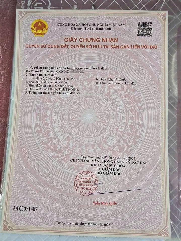 Đất thổ cư Đức Hòa Đông 491m² giá khoảng 4.x tỷ - Chính chủ bán gấp!