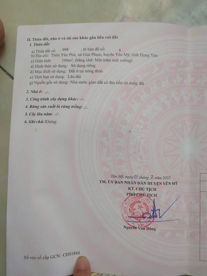 Đất nền Yên Phú, Yên Mỹ 100m² giá chỉ 3 tỷ - Đầu tư sinh lời nhanh chóng!