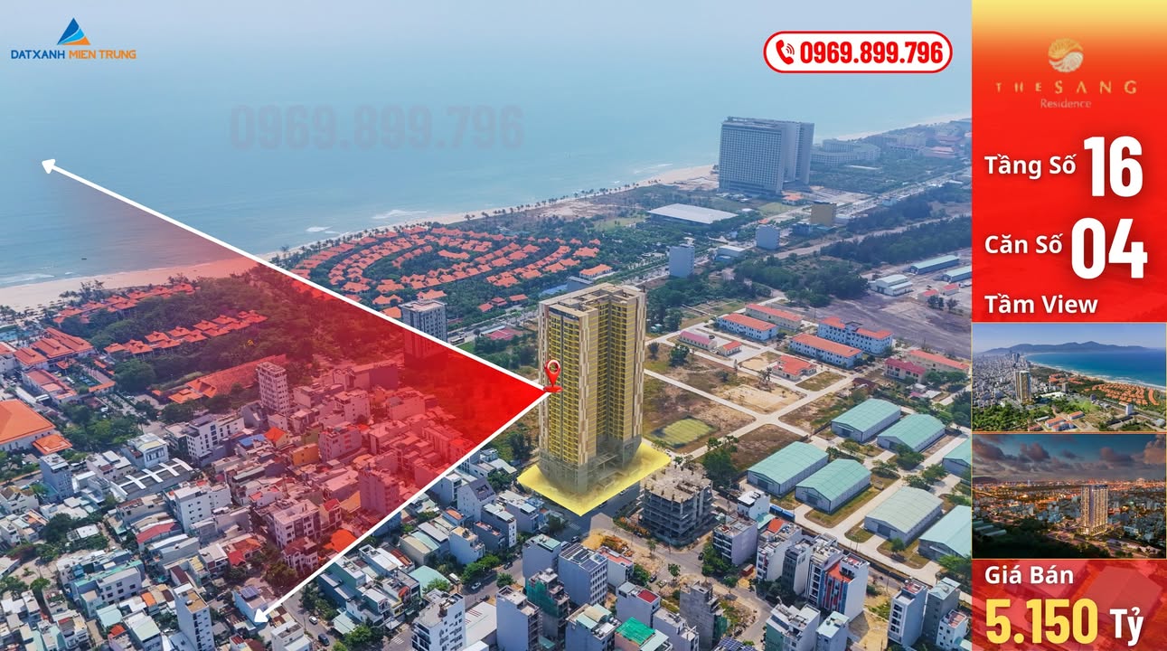 Căn hộ 2PN The Sang Residence Đà Nẵng 82,5m² giá 5,15 tỷ - View biển tuyệt đẹp!