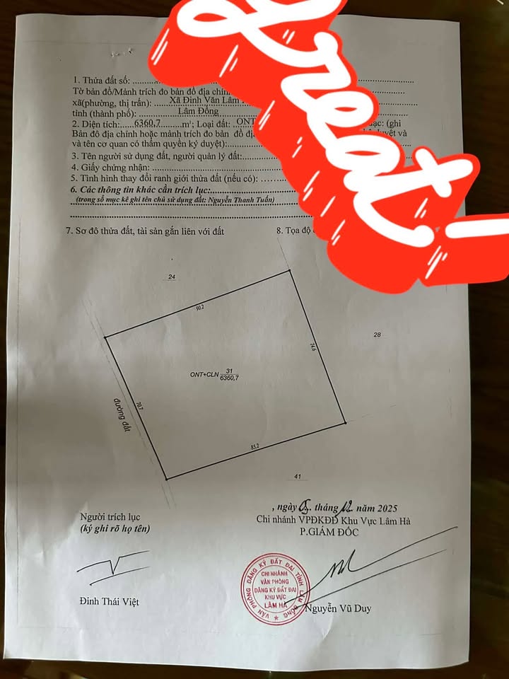 Đất thổ cư 400m² xã Tân Hà - Giá 3.6 tỷ - Đất đỏ bằng phẳng, vị trí đắc địa!