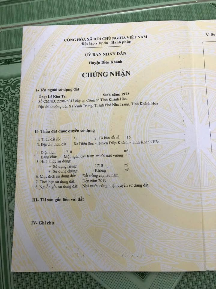 Đất nền Diên Sơn 1.700m² giá 4.5 tỷ - Chính chủ bán gấp!