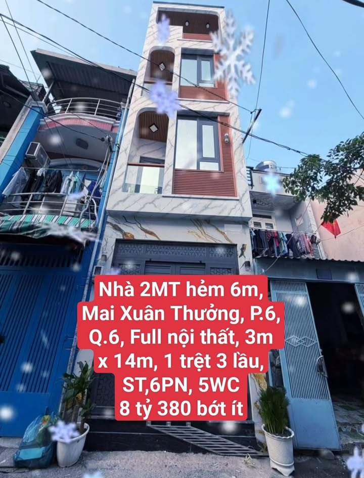 Nhà mới Quận 6 120m² giá 8.38 tỷ - Thiết kế hiện đại, vào ở ngay!