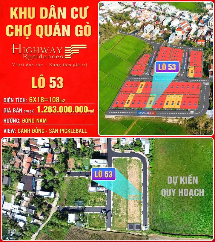 Lô đất đẹp KDC Chợ Quán Gò 108m² giá chỉ 1.263 tỷ - Đầu tư an cư lý tưởng!