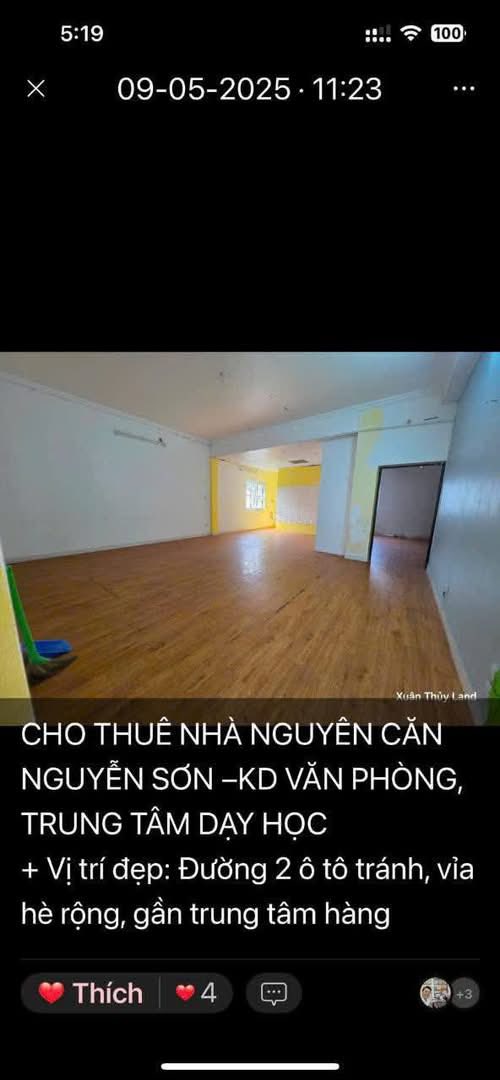 Cho thuê tòa nhà Nguyễn Sơn, Quận Long Biên 130m² giá 26 triệu - Phù hợp cho trung tâm đào tạo!