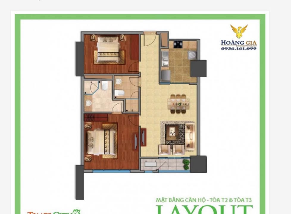 Căn hộ 2 ngủ T2 Times City 95m² giá 9 tỷ - Cơ hội đầu tư tuyệt vời!