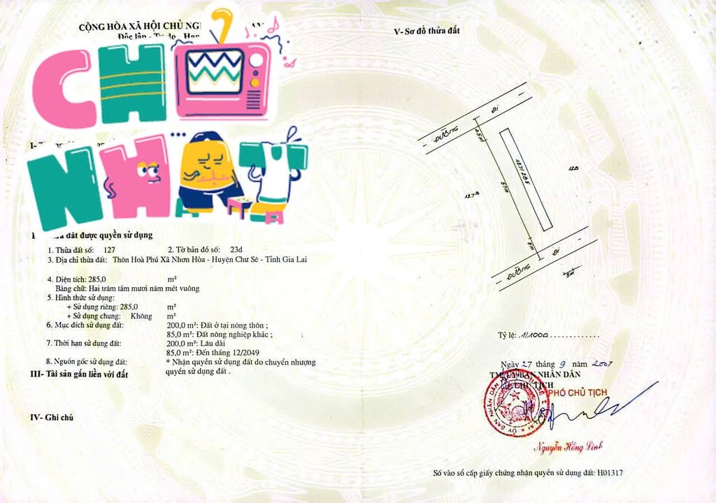 Đất mặt tiền đường Nguyễn Trãi và Võ Thị Sáu, Huyện Chư Pưh, 285m² - Cơ hội đầu tư tuyệt vời!