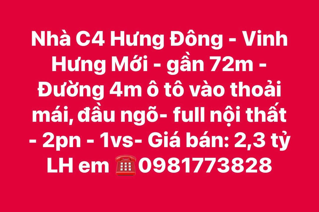 Nhà C4 Vinh Hưng Mới 72m² giá 2.3 tỷ - Full nội thất, ô tô vào tận nơi!