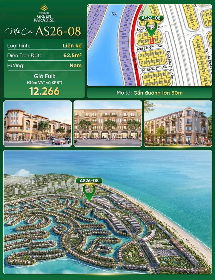 Shophouse AS26-08 Quận Cái Răng 62.5m² giá 12.266 tỷ - Vị trí kinh doanh đắc địa!