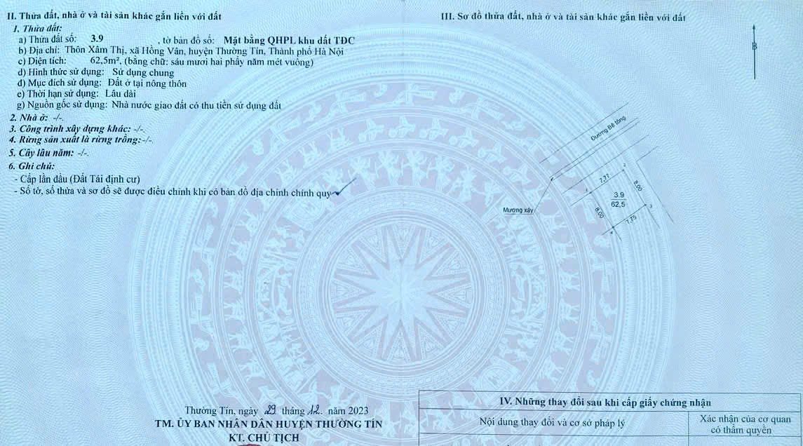 Đất nền Xâm Thị, Hồng Vân 62,5m² giá 7,75 tỷ - Tiềm năng tăng giá cao!