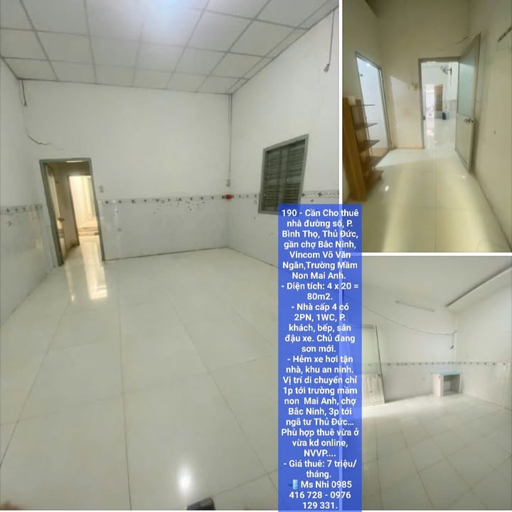 Nhà cho thuê hẻm xe hơi đường số, P. Bình Thọ, Thủ Đức 80m² - Sang trọng, tiện nghi ở ngay!