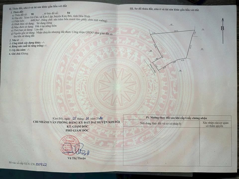 Đất nền Kim Lập, Kim Bôi 648m² giá 1 tỷ - Đầu tư nghỉ dưỡng lý tưởng!