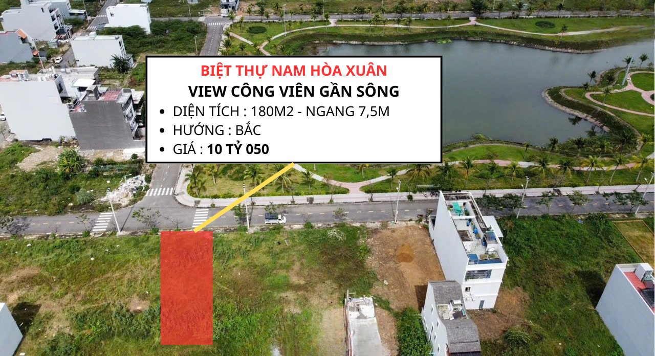 Bán biệt thự Nam Hòa Xuân Đà Nẵng 180m² giá 10.5 tỷ - View công viên Đầm Sen tuyệt đẹp!