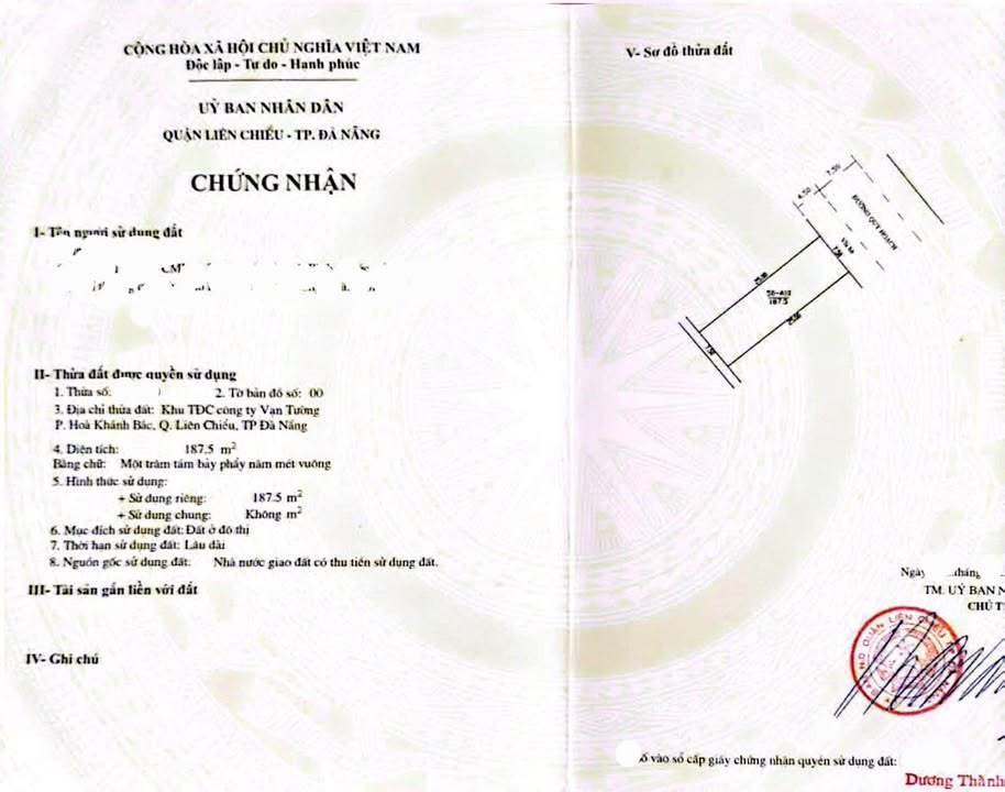 Đất mặt tiền Phan Văn Thuật, Đà Nẵng 188m² - View công viên, sát biển!