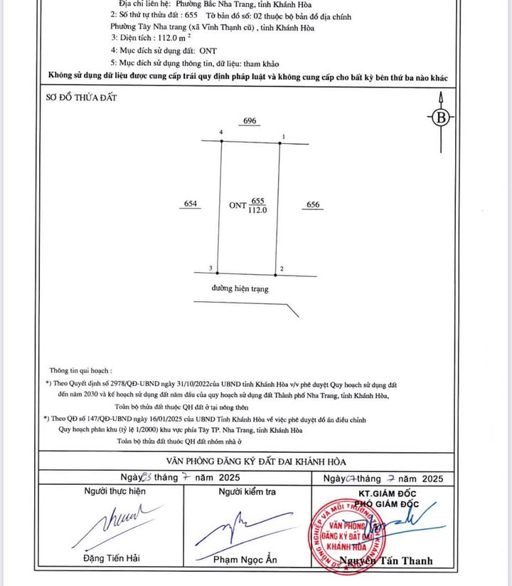 Bán lô đất biệt thự Vĩnh Thạnh, Nha Trang 112m² - Sổ hồng riêng, giá tốt thương lượng!