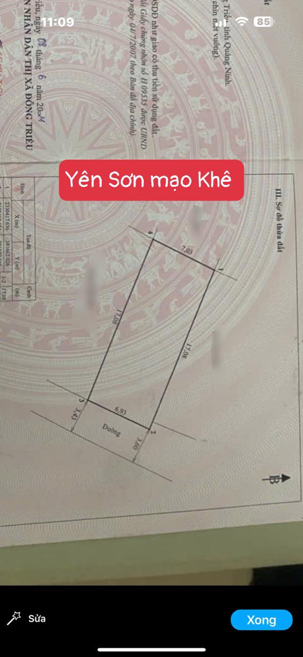 Đất thổ cư Yên Sơn Mạo Khê 119m² giá 600 triệu - Mặt tiền rộng, vị trí đắc địa!