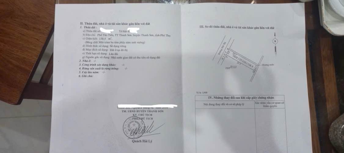 Đất nền Phố Tân Tiến, Xã Sơn Hùng, 138,5m² giá 1 tỷ - Sổ đỏ chính chủ, thanh khoản gấp!