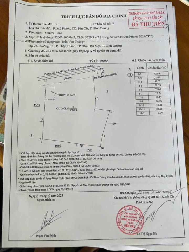 Đất thổ cư MP1 Bến Cát 160m² giá chỉ 352 triệu - Cơ hội đầu tư tuyệt vời!