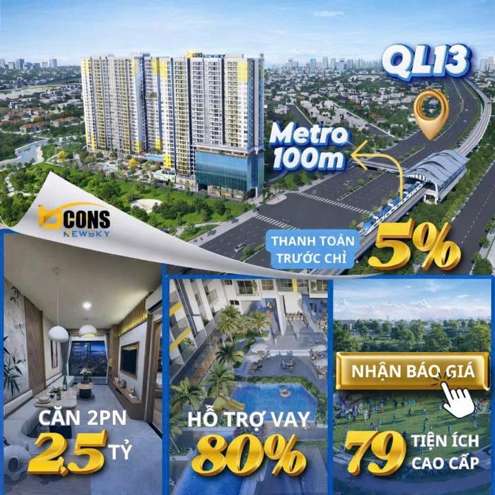 Căn hộ 3PN tại Quốc lộ 13, Thủ Dầu Một, 99m² giá 2,5 tỷ - Đầu tư sinh lời ngay!