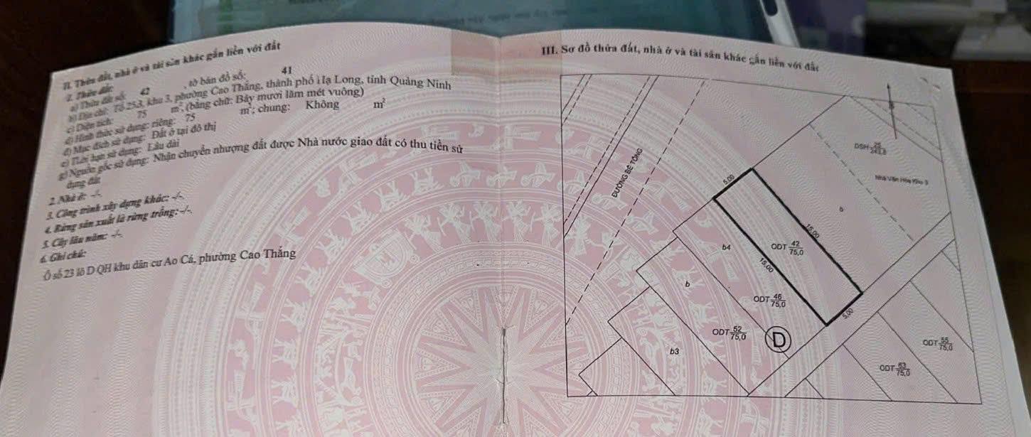 Đất nền Ao Cá, Bò Sính, Hạ Long 75m² giá 4 tỷ - Sổ đỏ chính chủ, vị trí đắc địa!