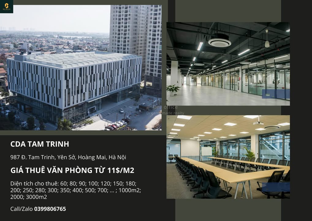 Cho thuê văn phòng tòa nhà CDA Tam Trinh 3300m² - Giá hấp dẫn chỉ từ 11$/m²