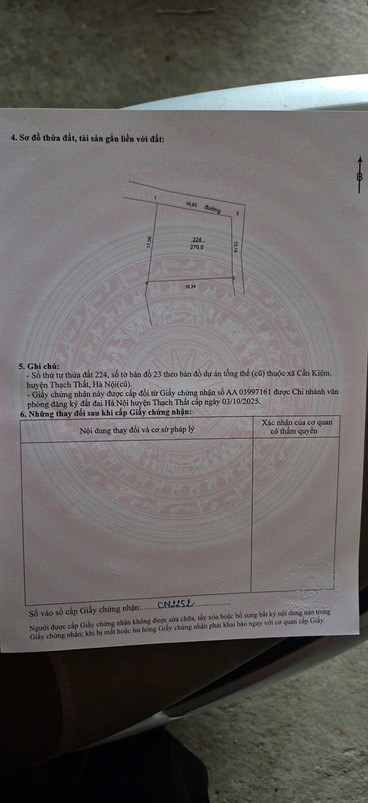 Đất thổ cư Xóm Hoà, Thạch Thất 270m² giá 6.21 tỷ - Cơ hội đầu tư tuyệt vời!