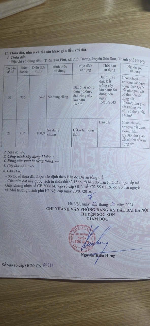 Đất thổ cư thôn Tân Trại, Sóc Sơn 54.5m² giá 2 tỷ - Sẵn sàng sở hữu ngay!