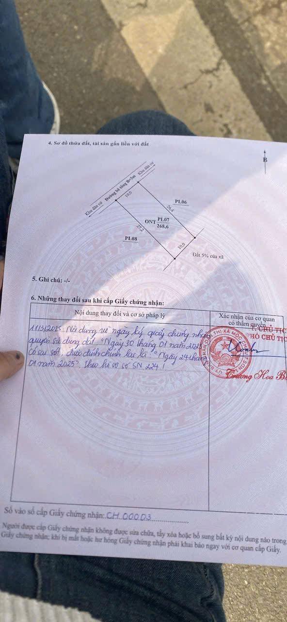 Đất thổ cư Bản Búa, Mộc Châu 268m² - Gần chợ, trường học