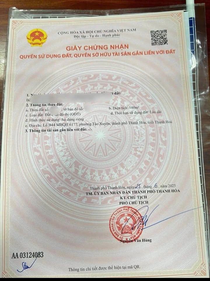 Đất nền đẹp Phường Tào Xuyên 100m² giá chỉ 1.2 tỷ - Cơ hội đầu tư sinh lời!