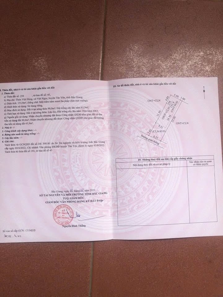 Đất nền Tân Yên Bắc Giang 154m² giá chỉ 1.2 tỷ - Cơ hội đầu tư tuyệt vời!