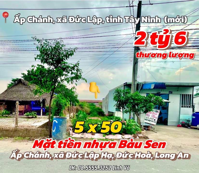 Đất thổ cư 250m² tại Ấp Chánh, Đức Hòa, 2.6 tỷ - Sổ hồng chính chủ, thương lượng