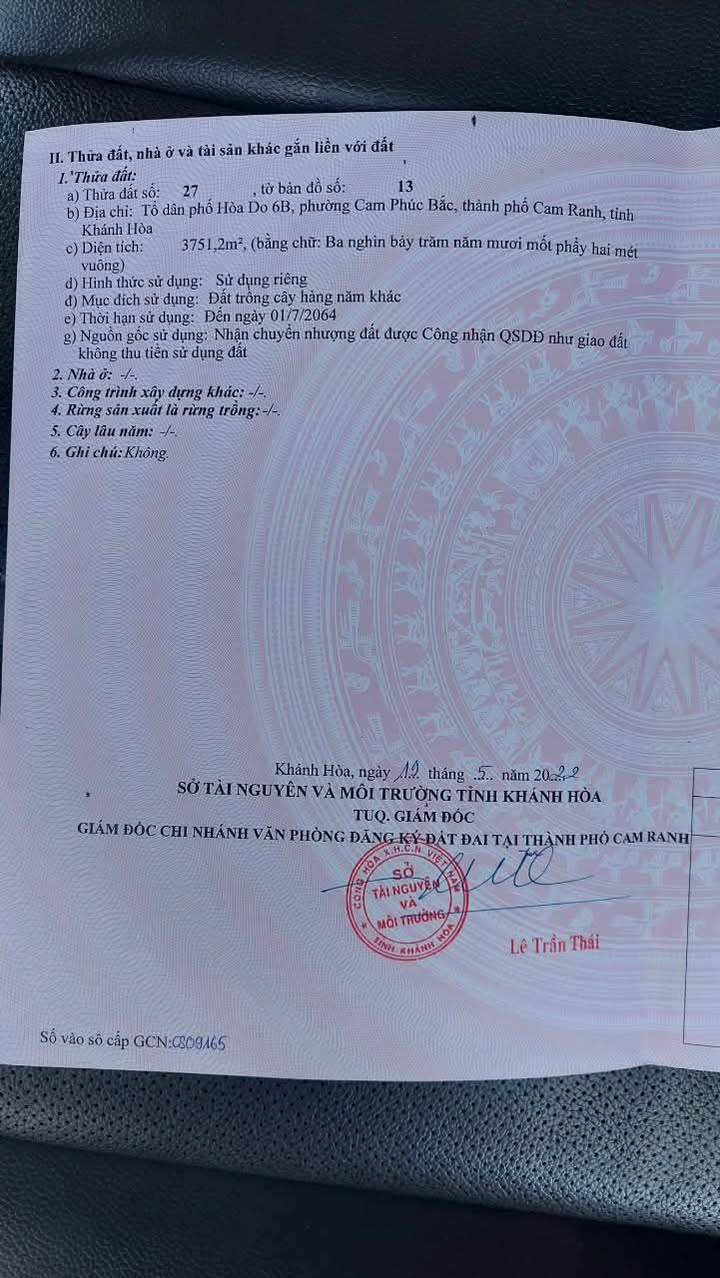 Đất nền Cam Ranh 3600m² giá 3.6 tỷ - Đầu tư sinh lời lý tưởng!