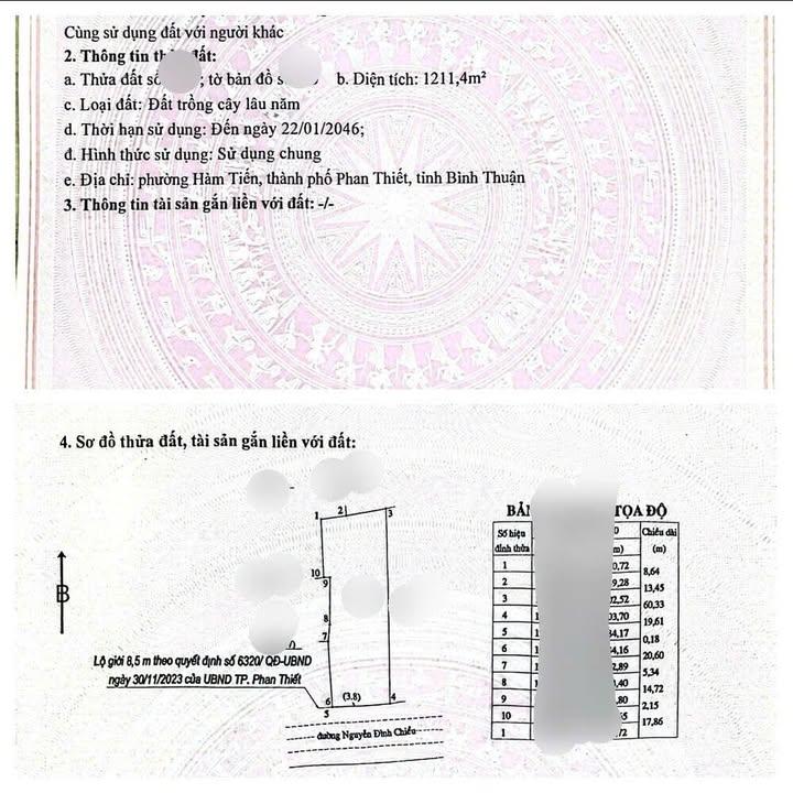 Đất nền đường Nguyễn Đình Chiểu, Phường Hàm Tiến, 1811m² - Cơ hội đầu tư sinh lời!
